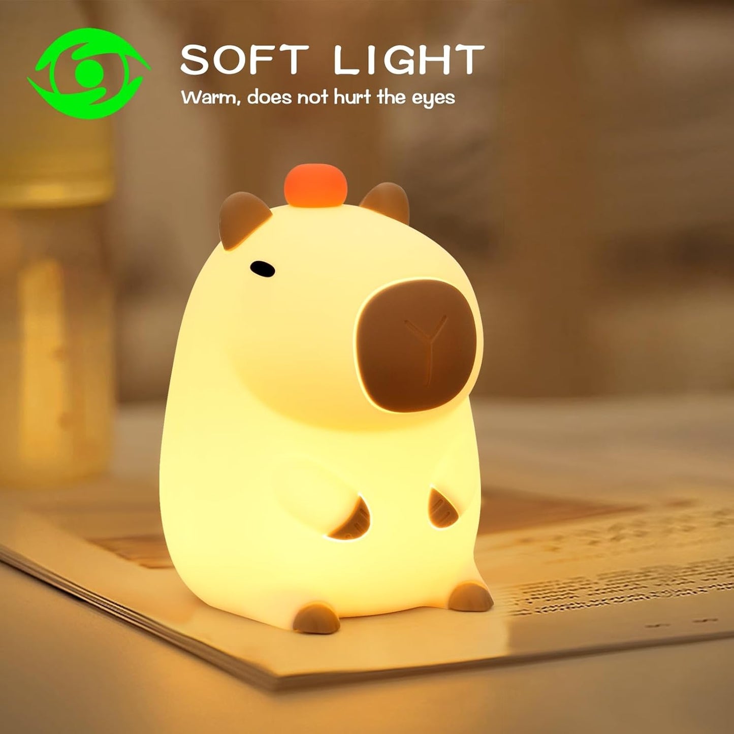LED Cute Silicone Night Light Squishy Animal Lamp, Dimmable Nursery Nightlight, Rechargeable Bedside Touch Lamp for Breastfeeding Kawaii Gifts Room Decor