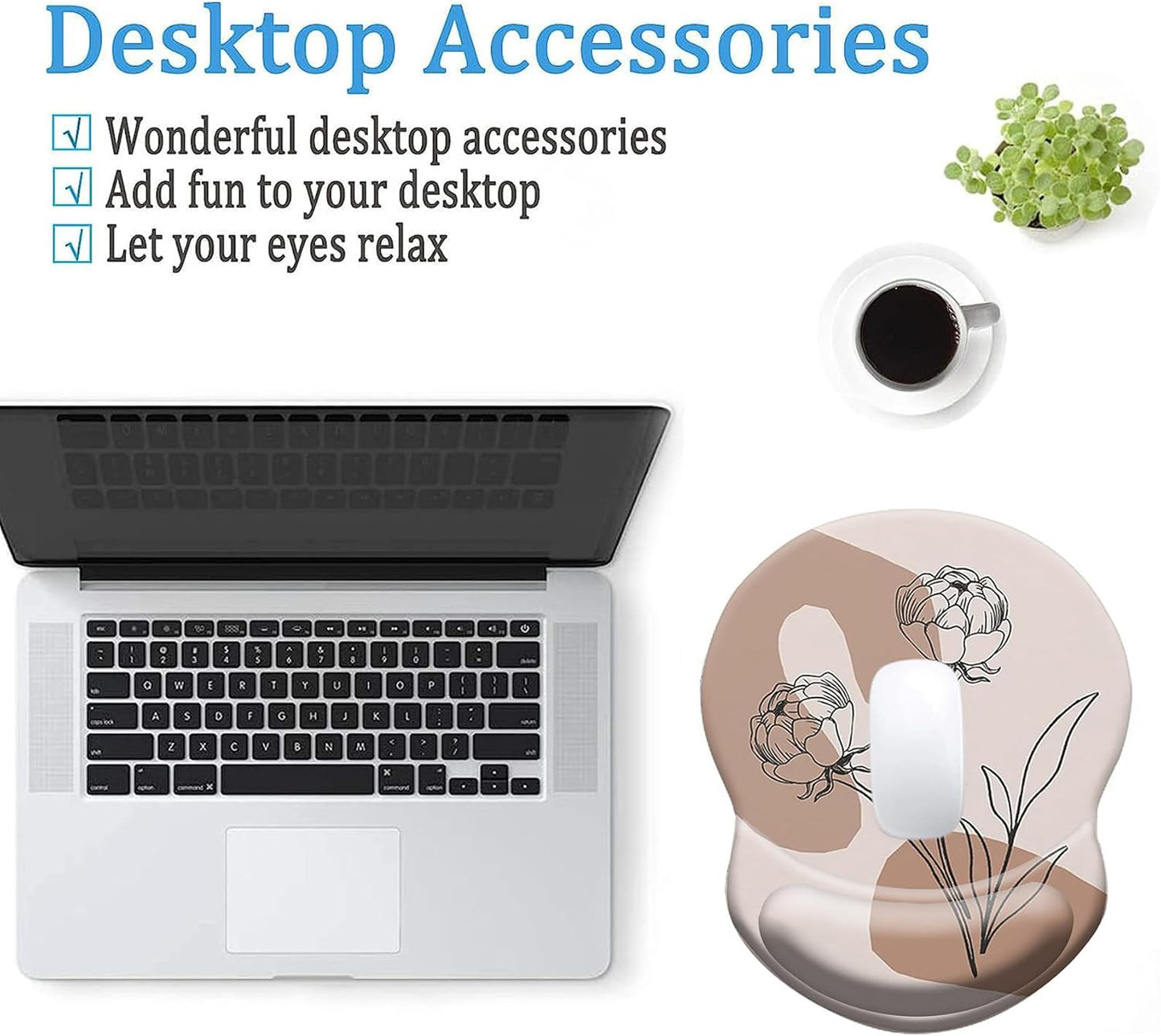 Mouse Pad, Mouse Pad Wrist Support, Ergonomic Gaming Mouse Pad, Pain Relief Comfort Wrist Rest Pad with Non-Slip PU Base for Gaming, Home, Office & Travel, Abstract Flower on Pink