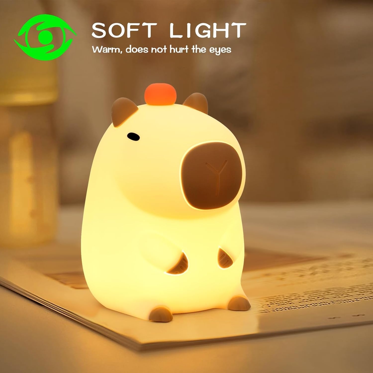 LED Cute Silicone Night Light Squishy Animal Lamp, Dimmable Nursery Nightlight, Rechargeable Bedside Touch Lamp for Breastfeeding Kawaii Gifts Room Decor