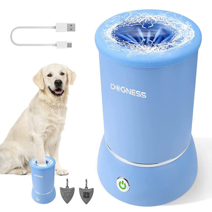Automatic Dog Paw Cleaner, Portable Dog Foot Washer, 2-In-1 Paw Cleaner with Soft Silicone Grooming Brush, One-Hand Operation, Dual-Speed Cleaning, Design for Small & Medium Dog Breed (Blue)