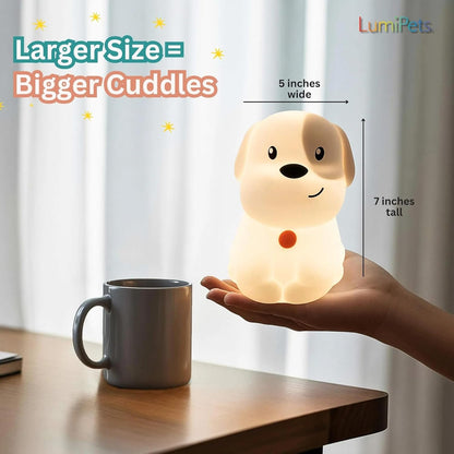 Pepper the Puppy Dog Squishy Silicone Night Light for Kids | Cute Night Light with Remote & Touch Control for Baby & Toddler Bedrooms | Color Changing Animal Lamp | Soft Portable Nightlight