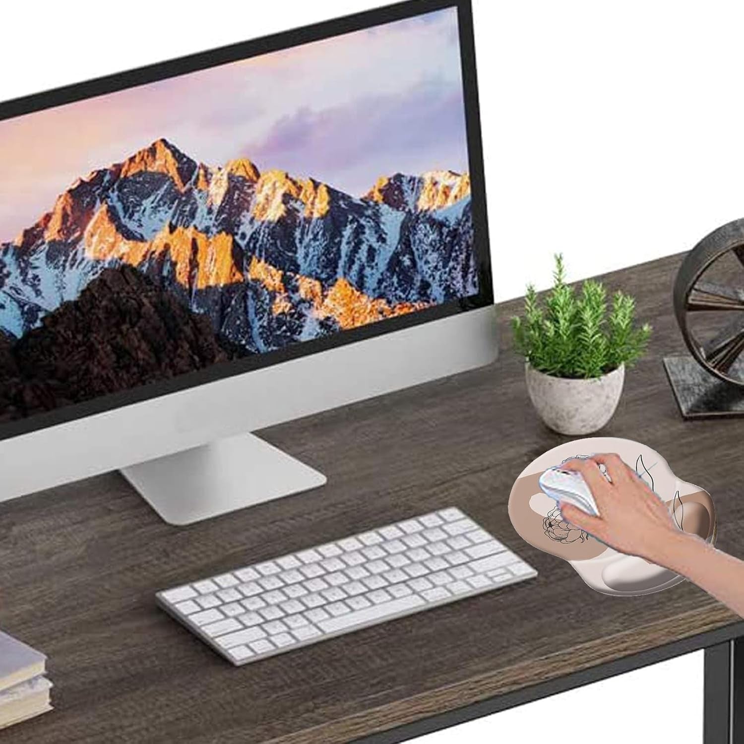 Mouse Pad, Mouse Pad Wrist Support, Ergonomic Gaming Mouse Pad, Pain Relief Comfort Wrist Rest Pad with Non-Slip PU Base for Gaming, Home, Office & Travel, Abstract Flower on Pink